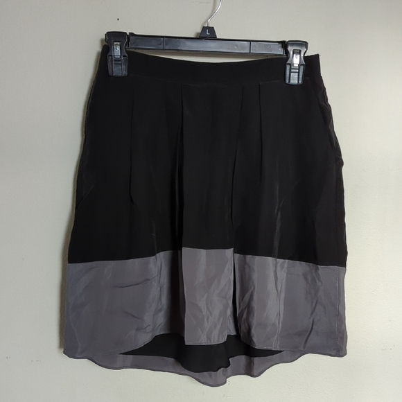 Madewell silk blend skirt black + gray pleated high-low women's size XS - Picture 1 of 7